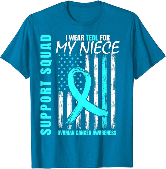 Support Squad I Wear Teal for My Niece Ovarian Cancer Flag