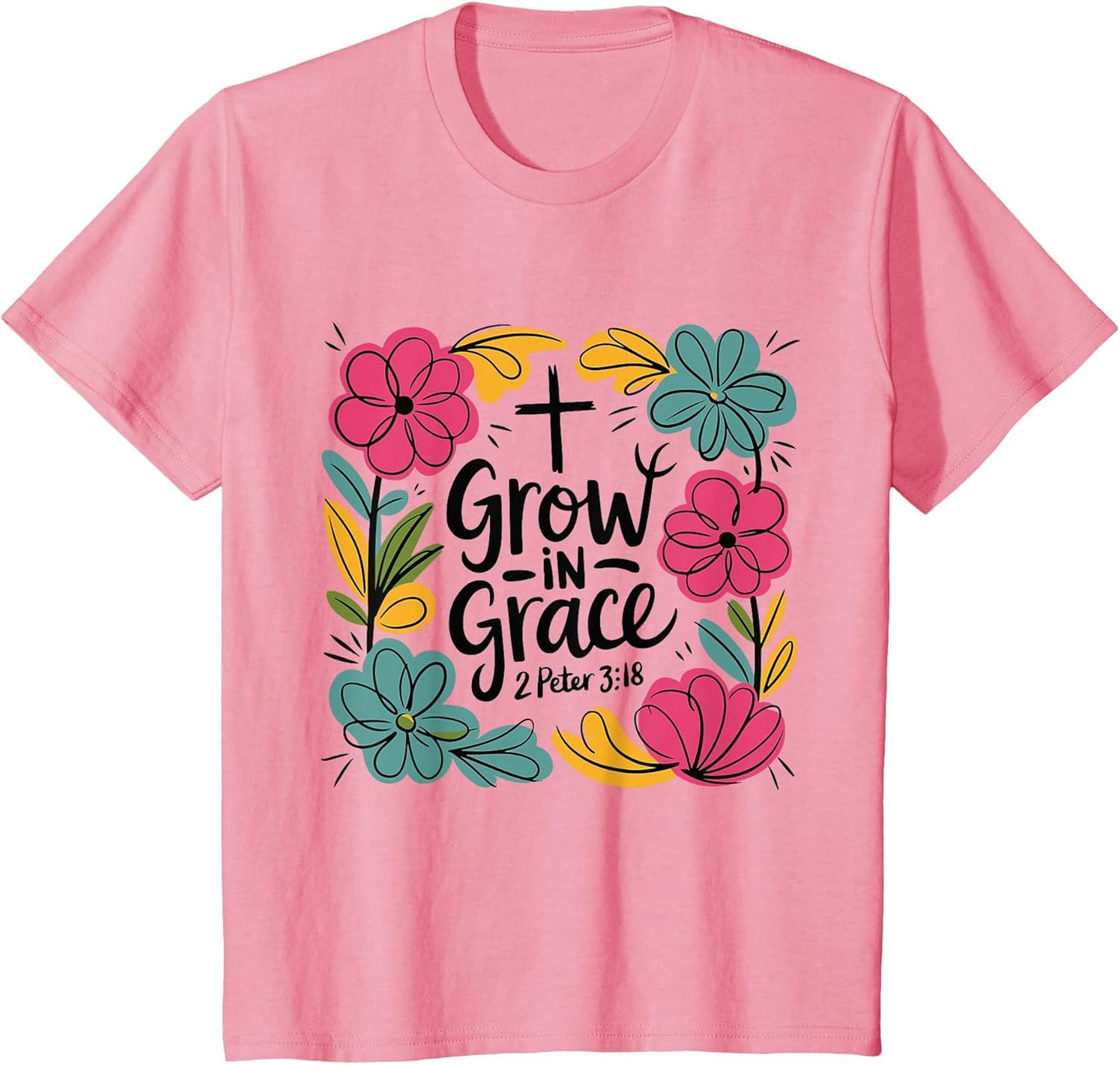 Boho Grow in Grace Wildflower Christian Faith Girl