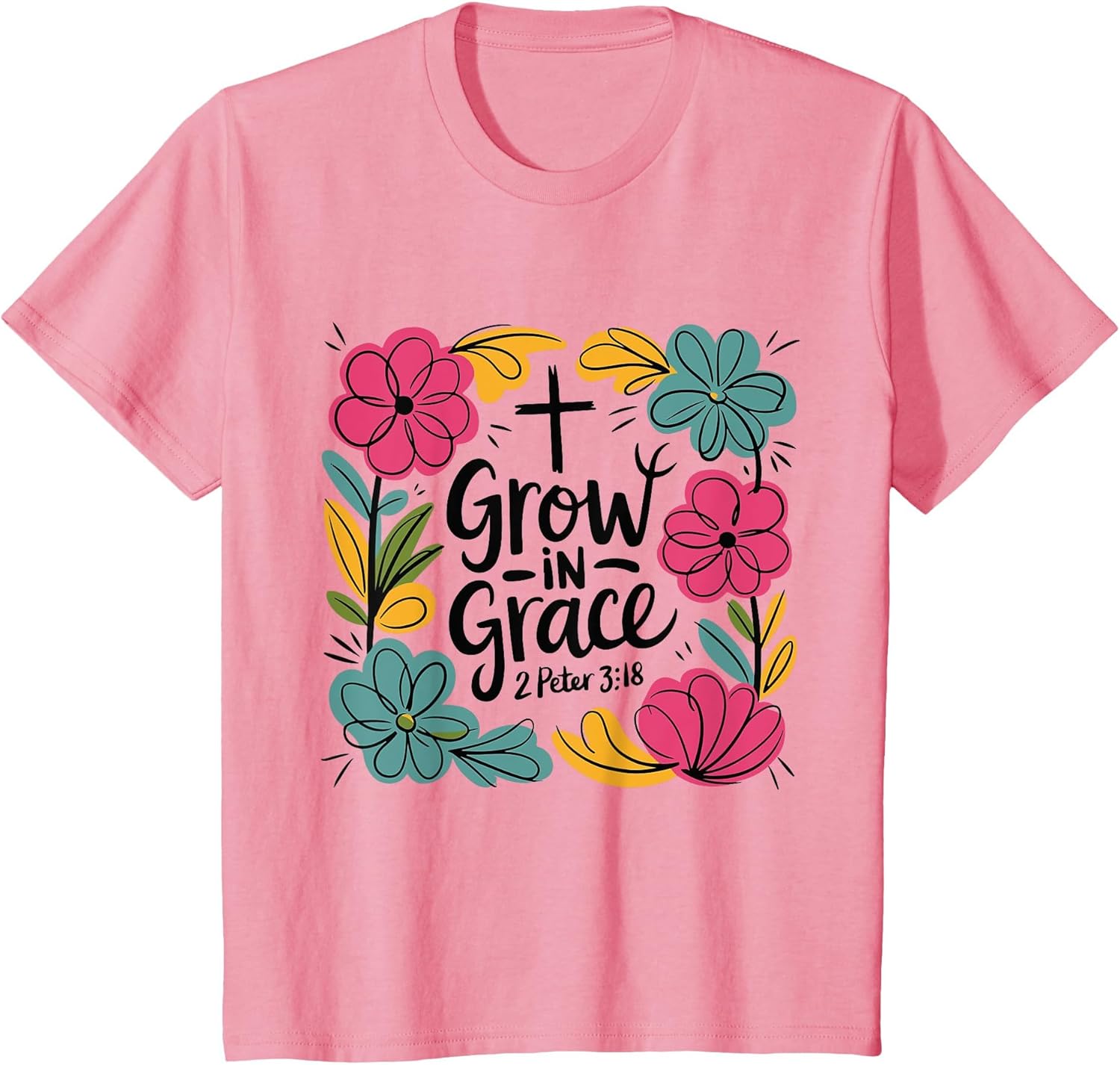 Boho Grow in Grace Wildflower Christian Faith Girl