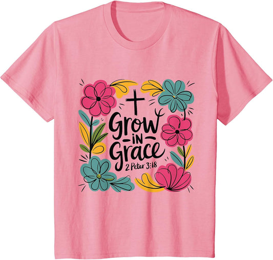 Boho Grow in Grace Wildflower Christian Faith Girl