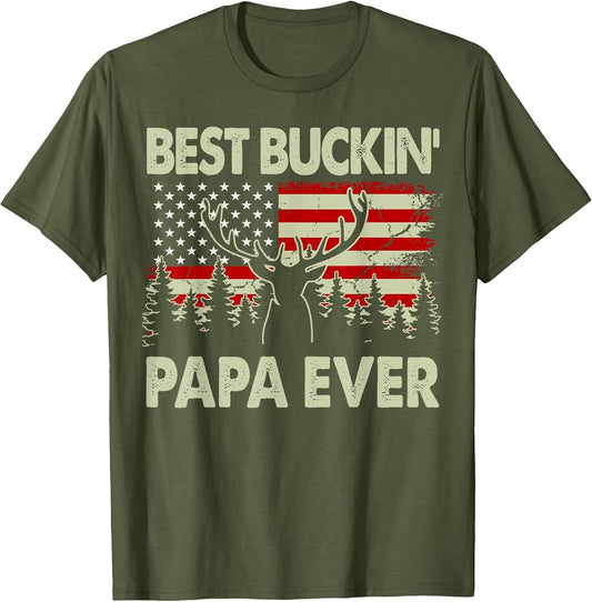 Best Buckin Papa Ever Deer Hunting-Shirt Funny Hunter Dad