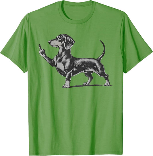 Funny Rude Black Dachshund Dog Meme Middle Finger Wiener Dog