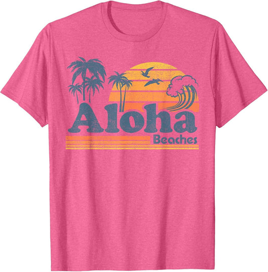 Aloha Beaches Hawaii Vintage Beach Surfing Retro Hawaiian