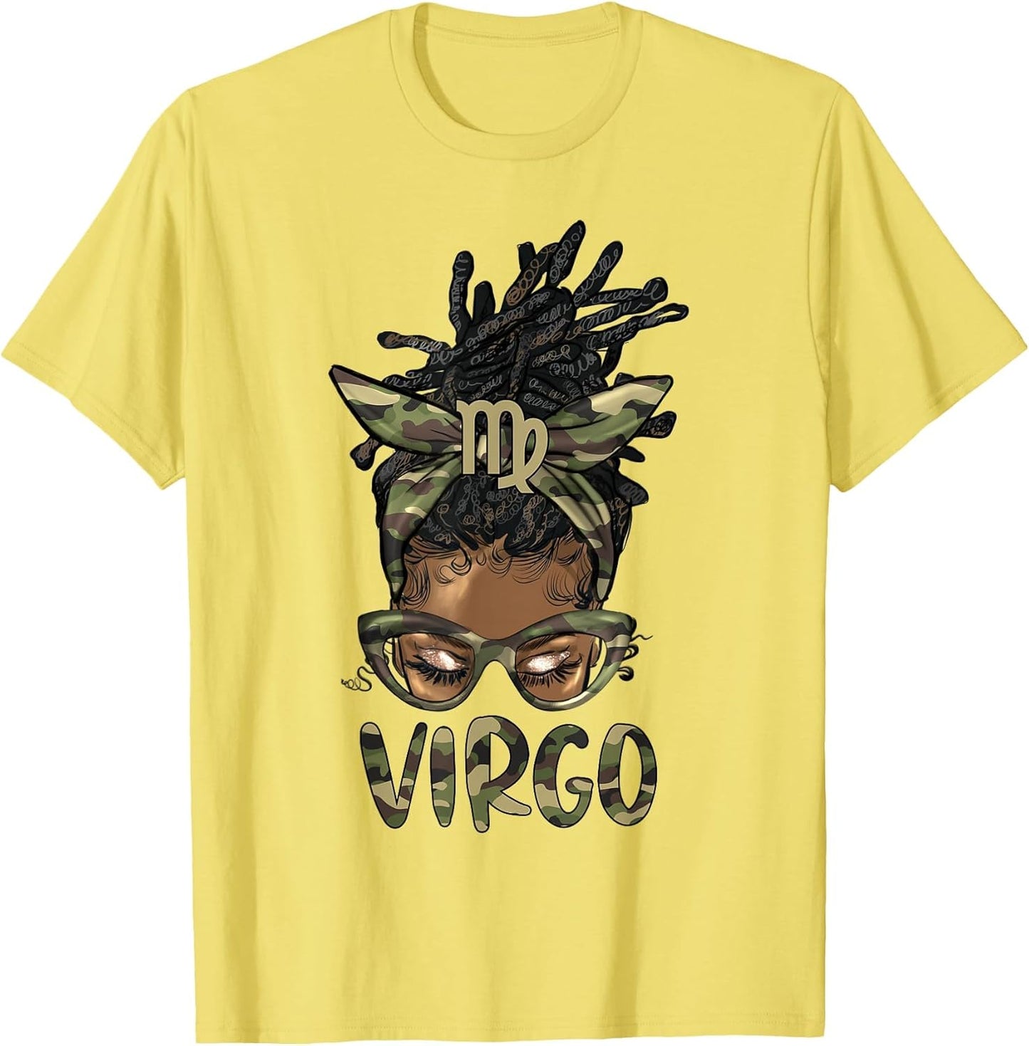 Virgo Girl Woman Loc'd Messy Bun Camo Black Women