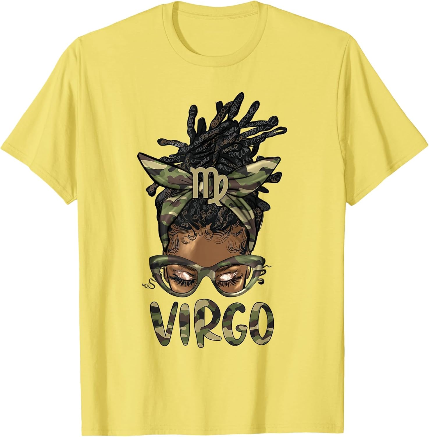 Virgo Girl Woman Loc'd Messy Bun Camo Black Women