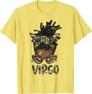 Virgo Girl Woman Loc'd Messy Bun Camo Black Women