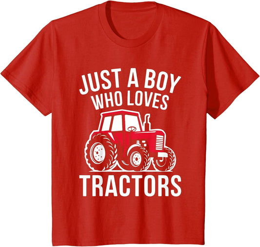 Kids Just A Boy Who Loves Tractors Shirt Kids Toddler Boy Tractor