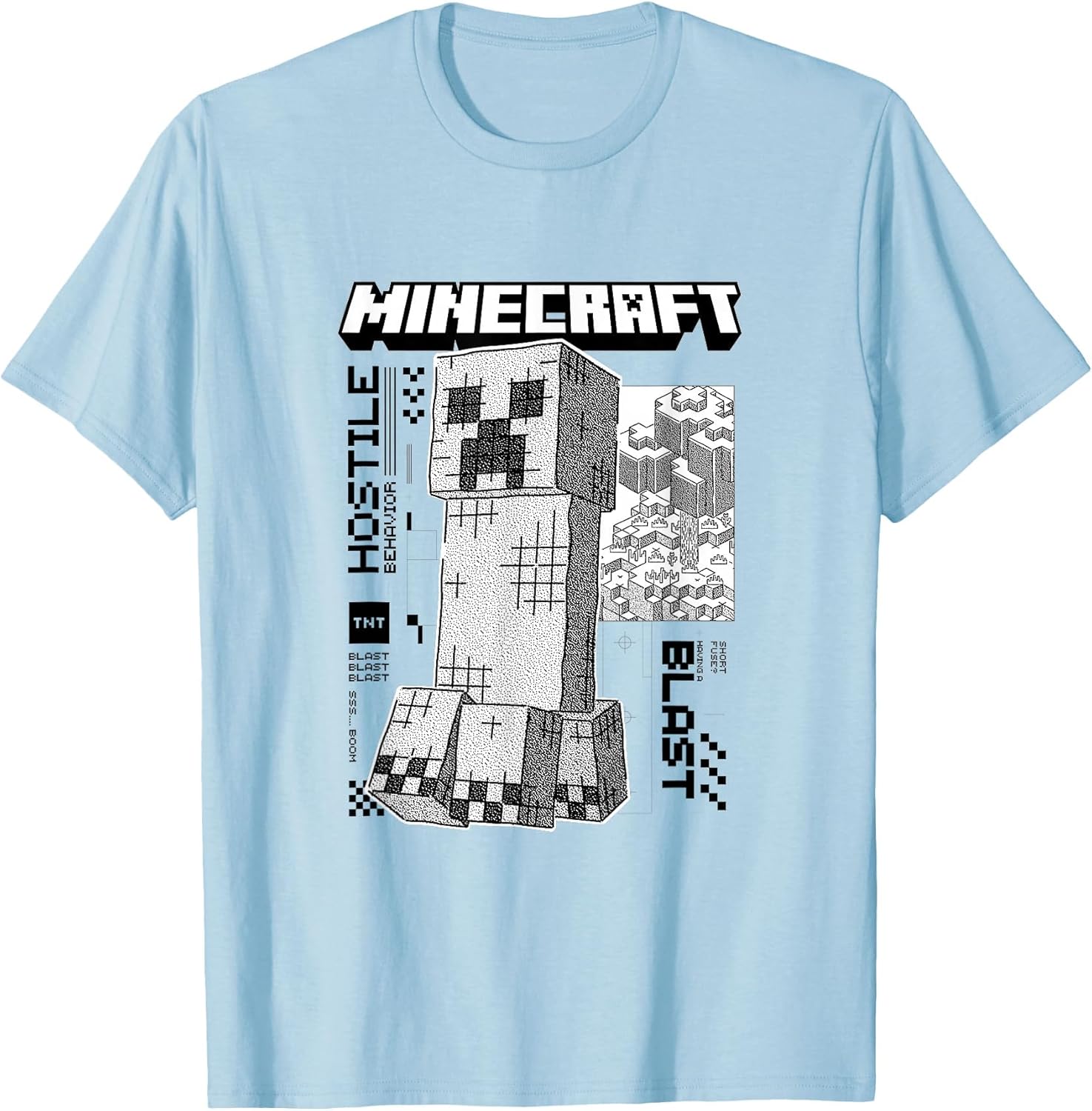 Minecraft Creeper Monochrome with Block Forest