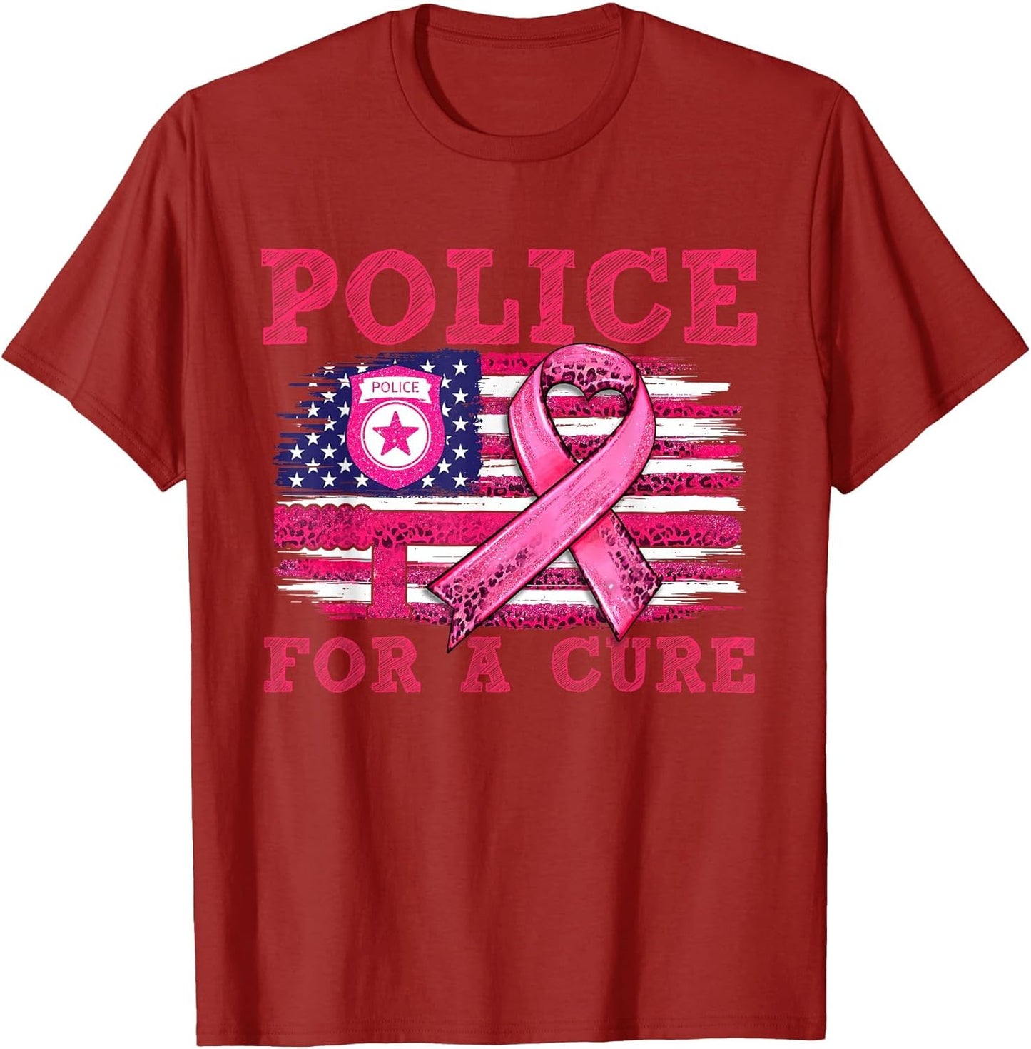 Breast Cancer Awareness Police for a Cure American Flag