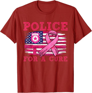 Breast Cancer Awareness Police for a Cure American Flag