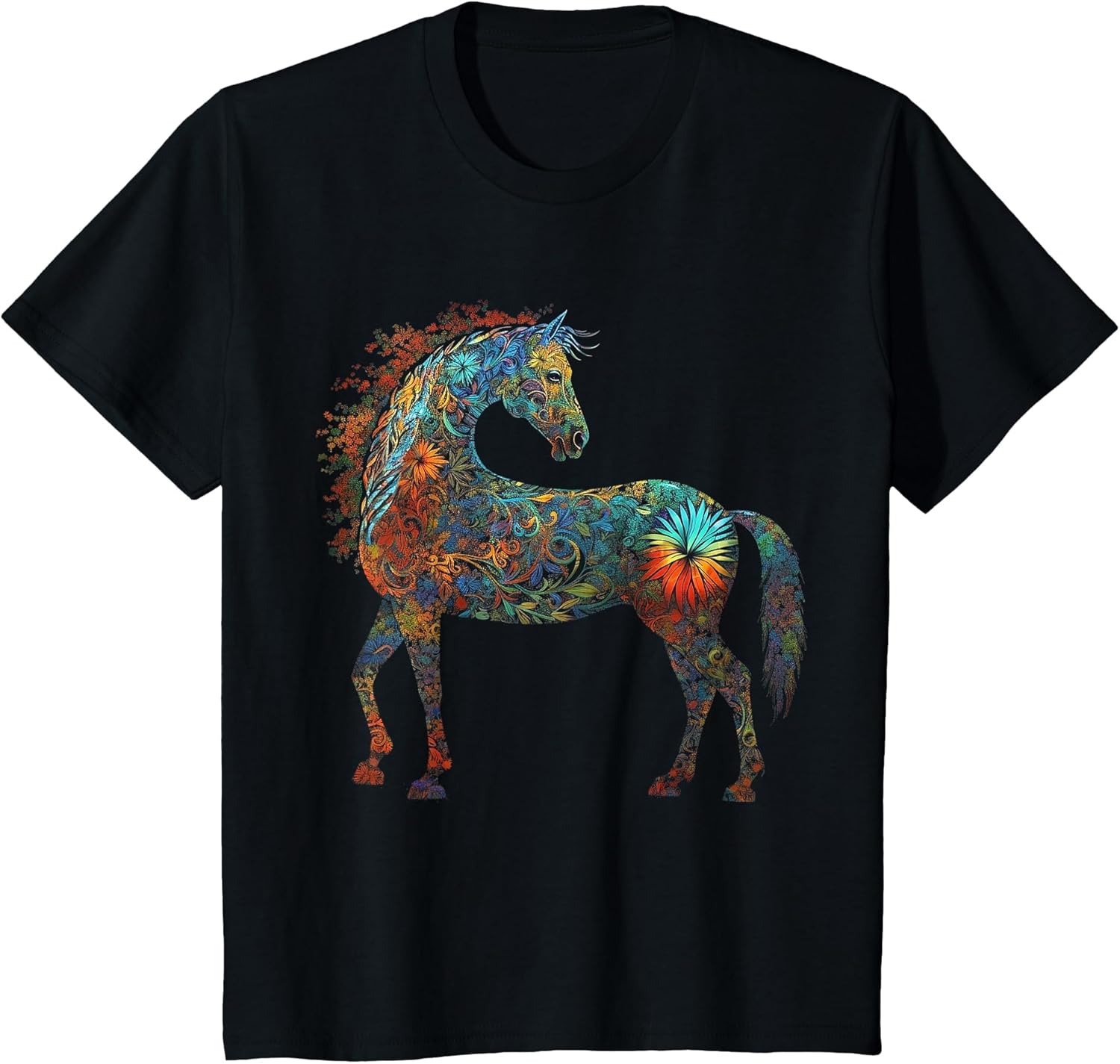Horse Mandala Lover Artwork | Flowers Animal Motif Horse
