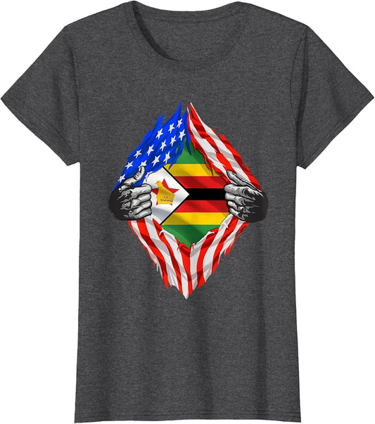 Super Zimbabwean Heritage Proud Zimbabwe Roots USA Flag