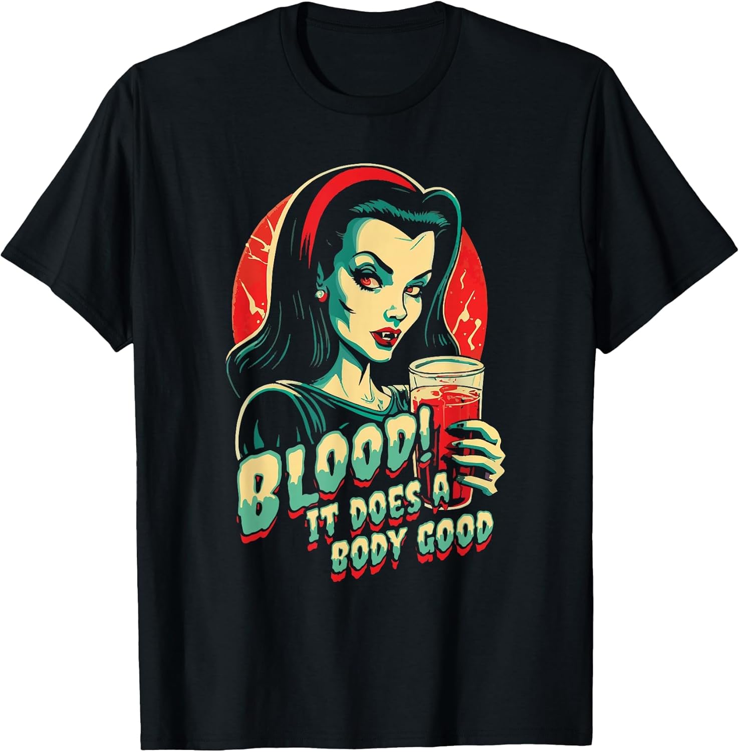 Vintage Blood Does A Body Good Pretty Vampire Goth Halloween