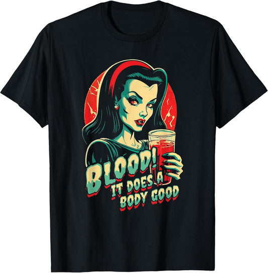 Vintage Blood Does A Body Good Pretty Vampire Goth Halloween