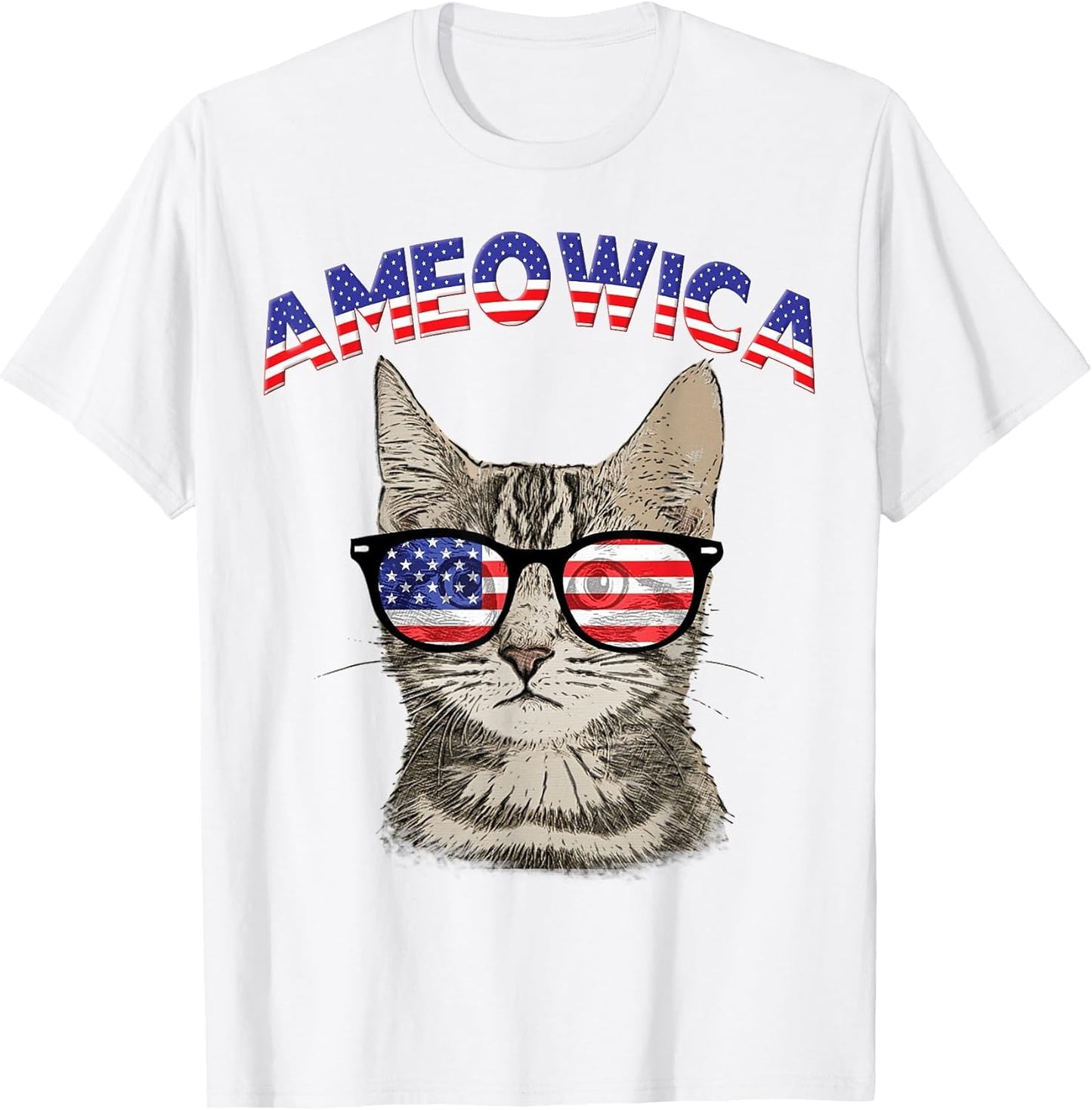 Ameowica USA Cat Kitten Patriotic Sunglasses Funny