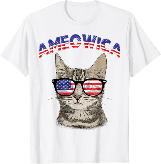 Ameowica USA Cat Kitten Patriotic Sunglasses Funny