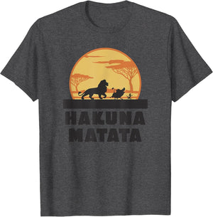 Disney The Lion King Hakuna Matata Crew Sideview Silhouettes , Men, Dark Heather Grey, X-Large