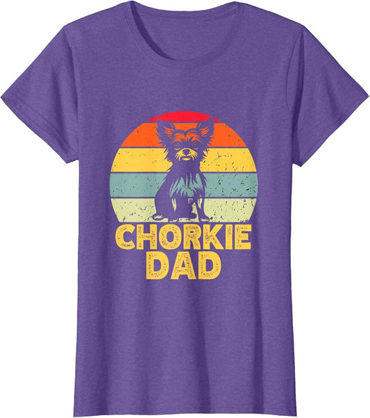 Chorkie Dad Retro Sunset Funny Chihuahua Yorkie Mix Lover