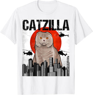 Funny Vintage Japanese Catzilla Scottish Fold Cat