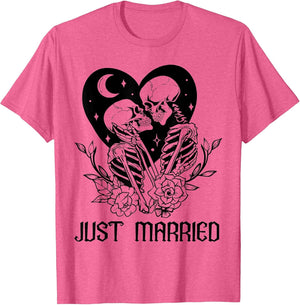 Just Married Gothic Skeleton Couple Halloween Matching