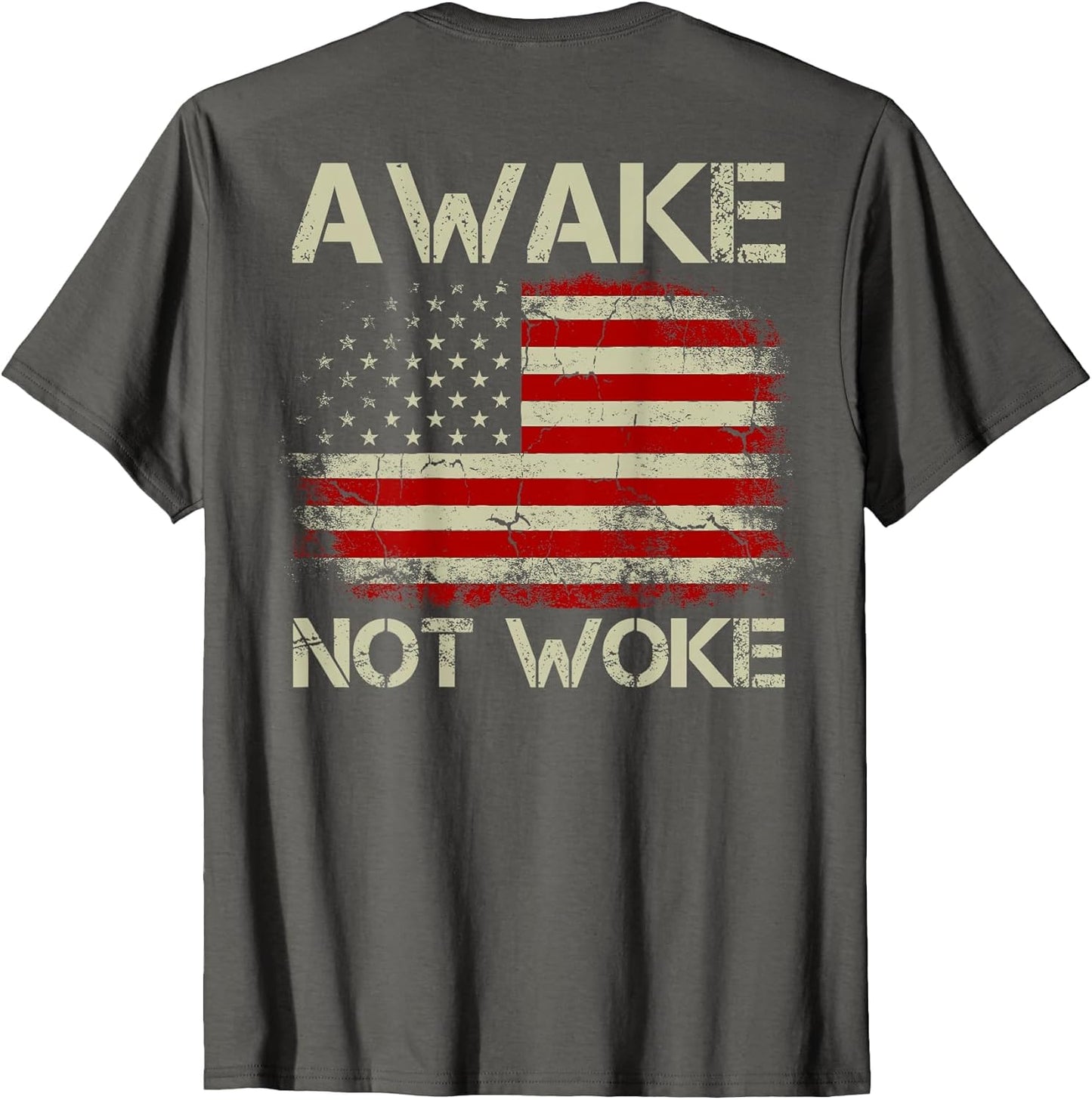 Vintage American Flag Awake Not Woke (on Back)