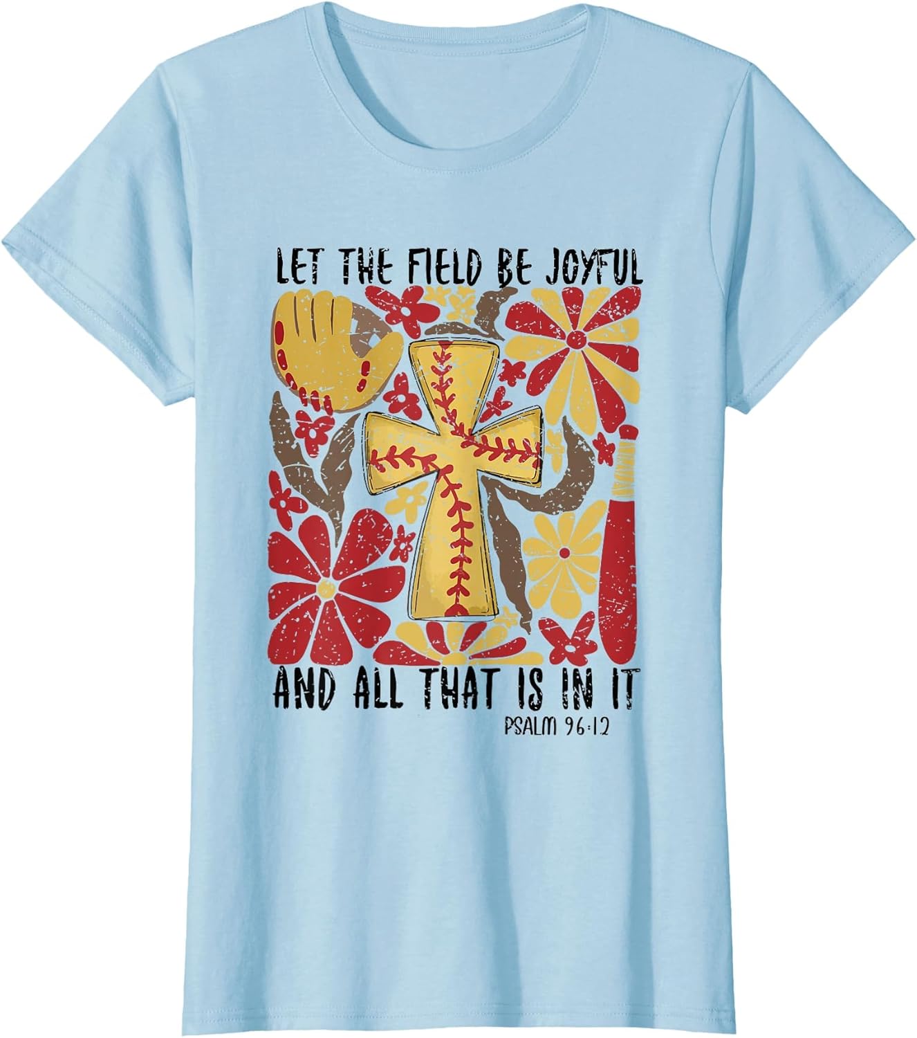 Retro Let The Field Be Joyful Game Day Softball Christian