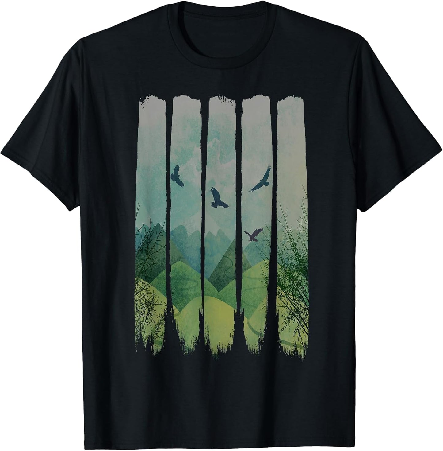 Eagles, Mountains, Grunge Landscape