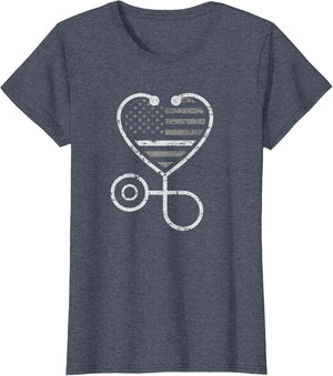 Corrections Nurse Thin Grey Line Heart Flag