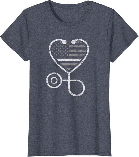 Corrections Nurse Thin Grey Line Heart Flag