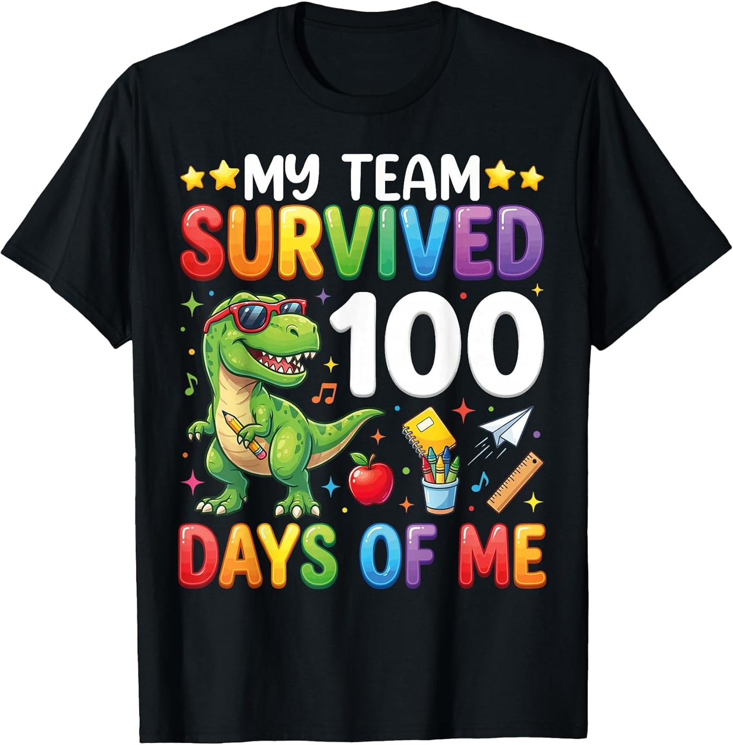 My Team Survived 100 Days of Me T-Rex Dinosaur Boys Kids