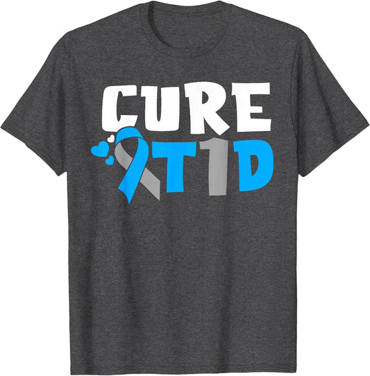 Cure T1D Diabetes Awareness Type 1 Blue Ribbon