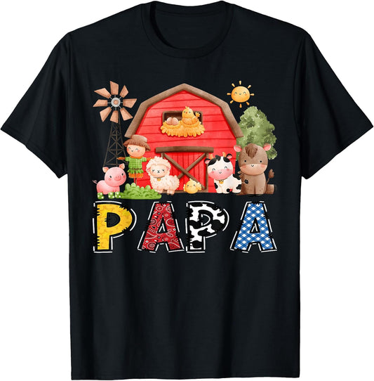 Papa Red Farm Cow Birthday Boy Matching Family Party