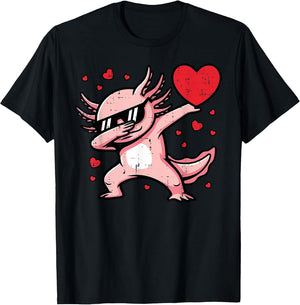 Valentines Day Dabbing Axolotl Heart Dance Kids Men Women