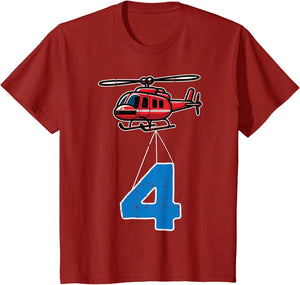 Kids 4th Birthday Helicopter 4 Four Year Old Bday Party Boys Kids