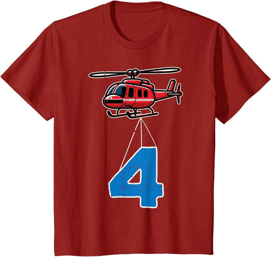 Kids 4th Birthday Helicopter 4 Four Year Old Bday Party Boys Kids