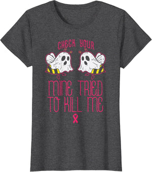 Check Your Boo-Bees Funny Halloween Breast Cancer Awareness