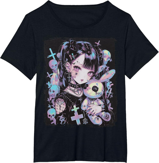 Anime Girl Goth Bunny Cute E-Girl Gothic Outfit Grunge