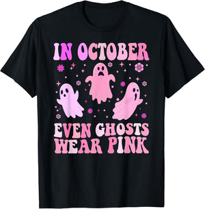 Breast Cancer October Even Ghost Wear Pink Groovy Halloween