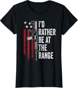 I'd Rather Be at The Gun Range - USA Flag Funny Guns Owner