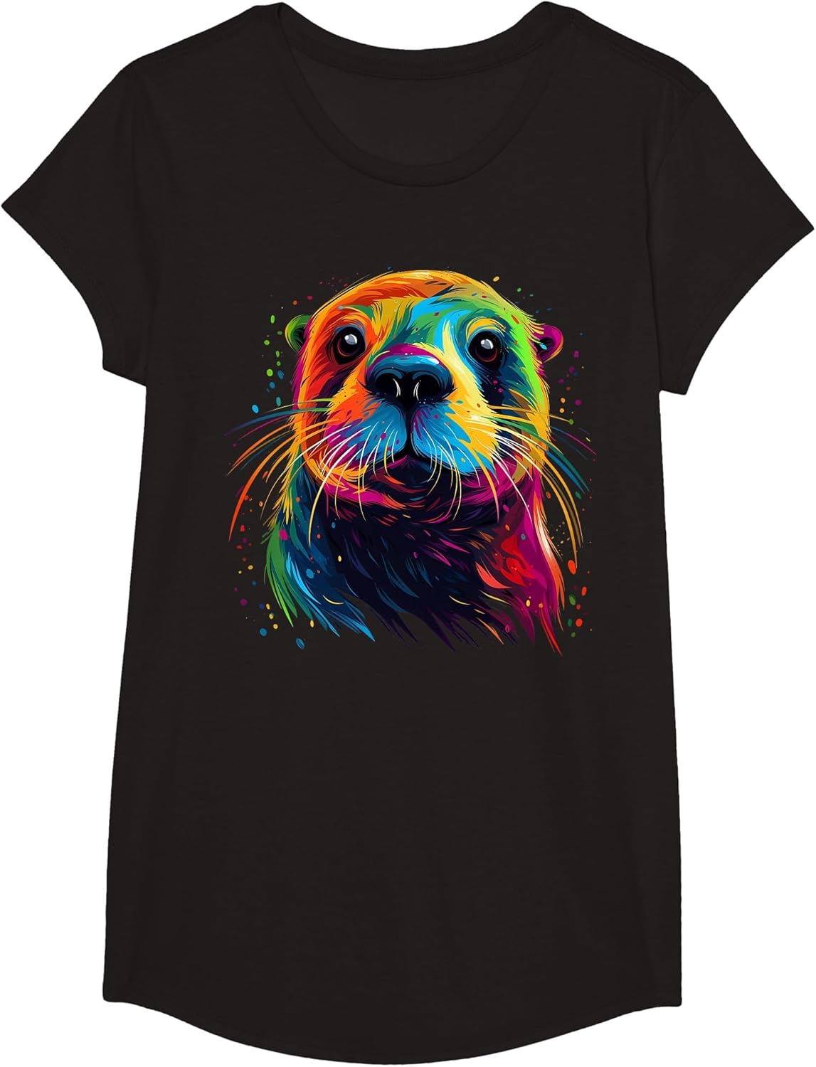 Otter Face Colorful River Sea Animal Art Lover Cute Black