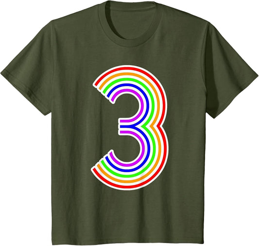 Happy Family Clothing Rainbow 3rd Birthday Number 3