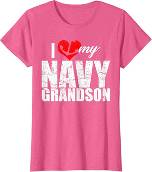I Love My Navy Grandson Distressed Vintage Shirt