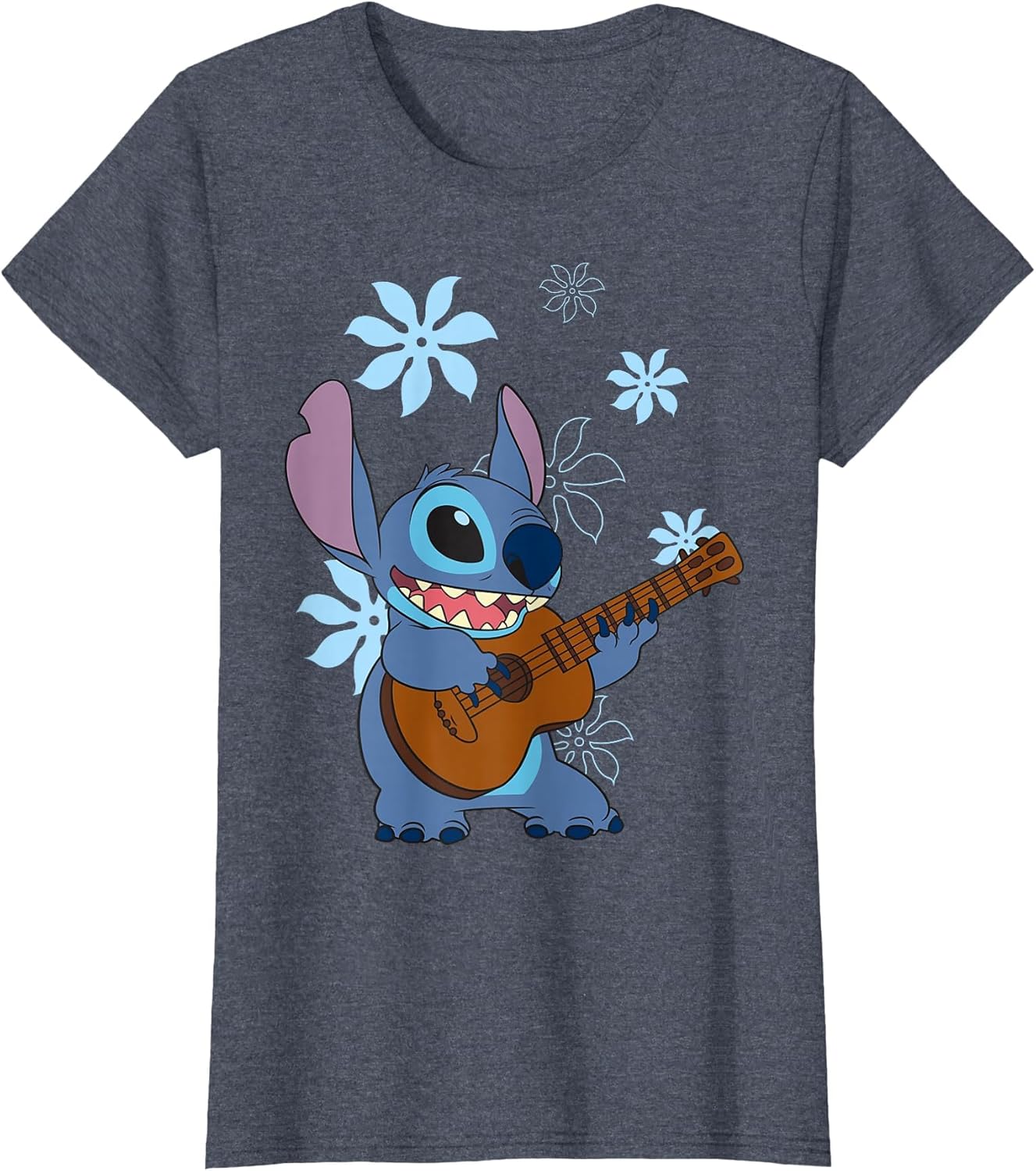Disney Lilo & Stitch Tropical Stich Ukulele , Women, Heather Blue, X-Large