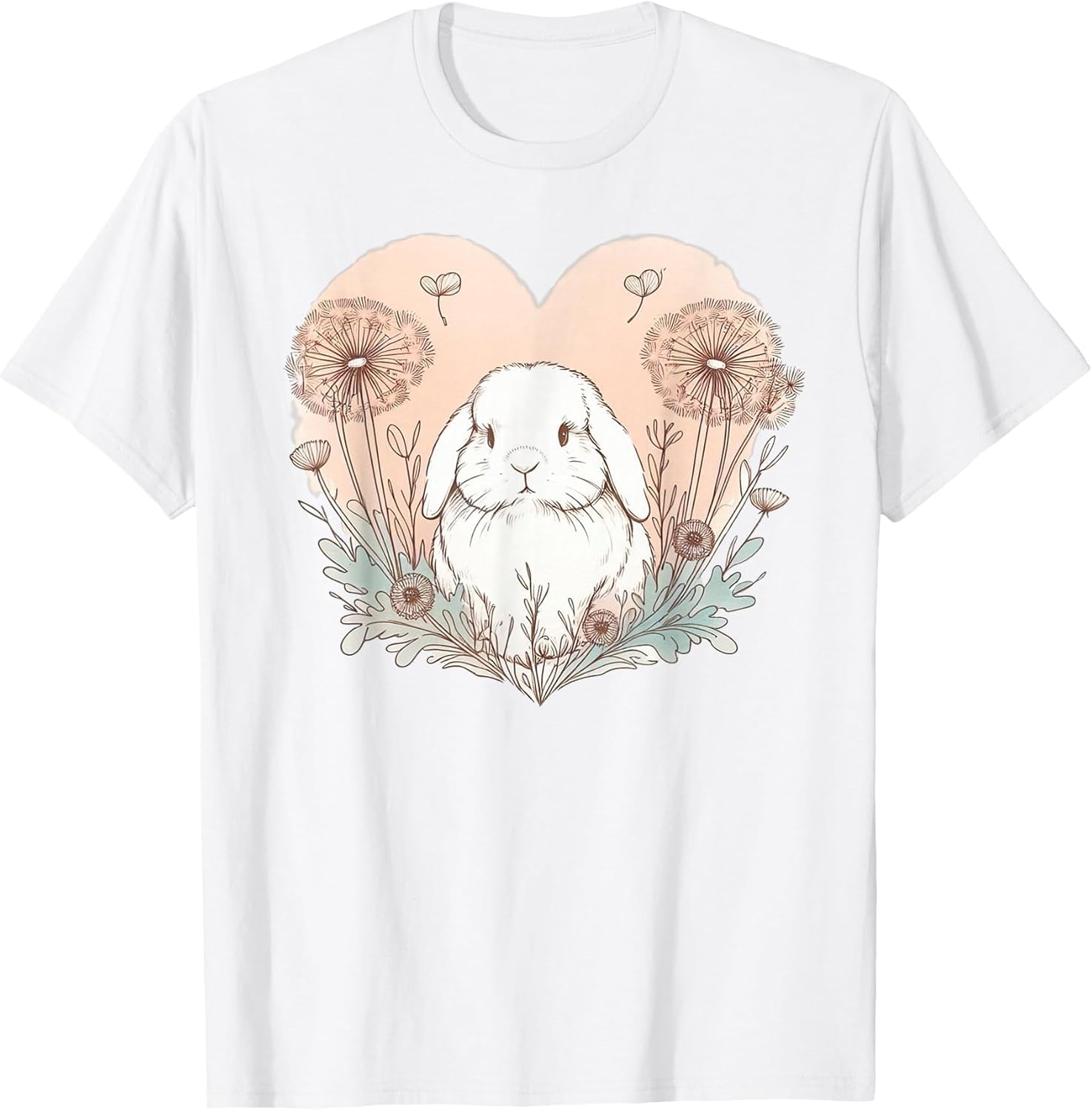 Cute Holland Lop Rabbit Dandelion Floral Watercolor Bunny