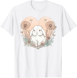 Cute Holland Lop Rabbit Dandelion Floral Watercolor Bunny
