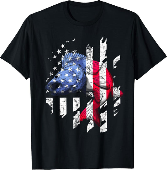 Walleye Fishing American Flag USA Patriotic Fisherman