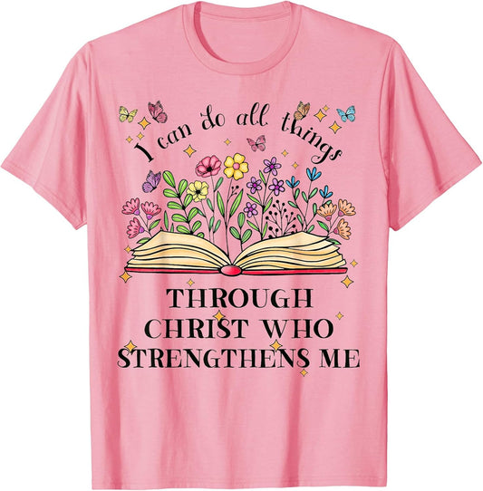 I Can Do All Things Through Christ Cute Bible with Flowers