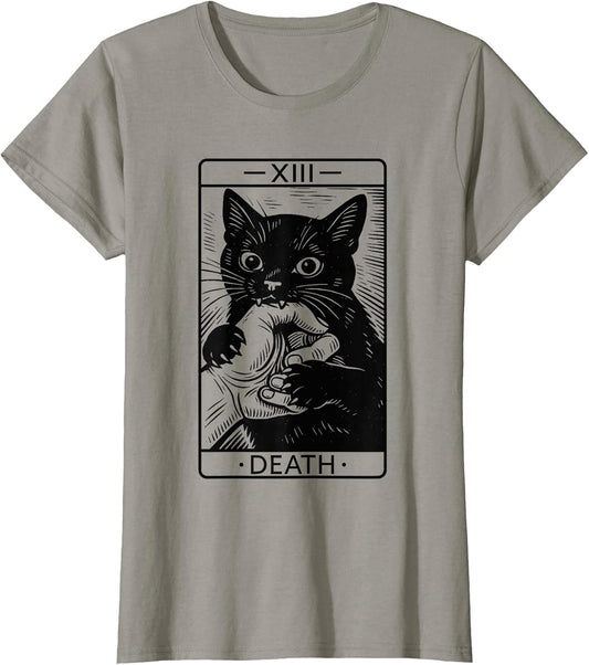 Black Cat Tarot Card Shirt, Funny Witchy Halloween Meme