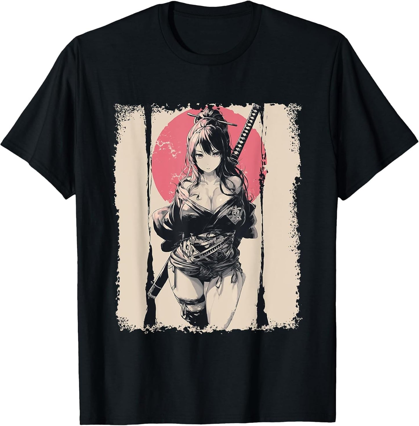 Sexy Anime Girl Japanese Samurai Red Sun