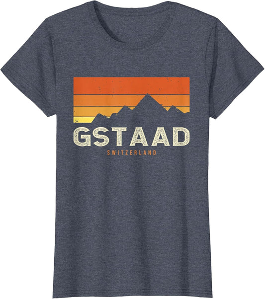 Vintage Gstaad Switzerland Mountains Hiking Sunset Retro